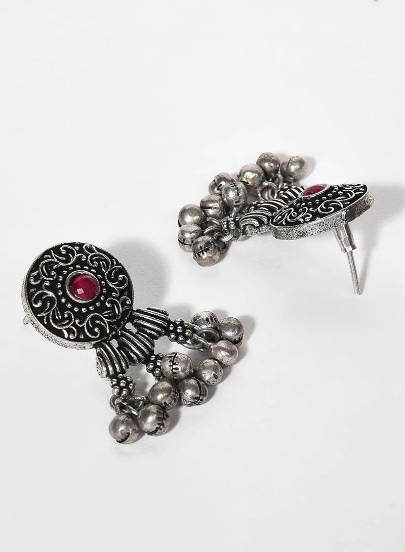 SOHI Stone-Studded & Beaded Oxidised Artificial Jewellery Set
