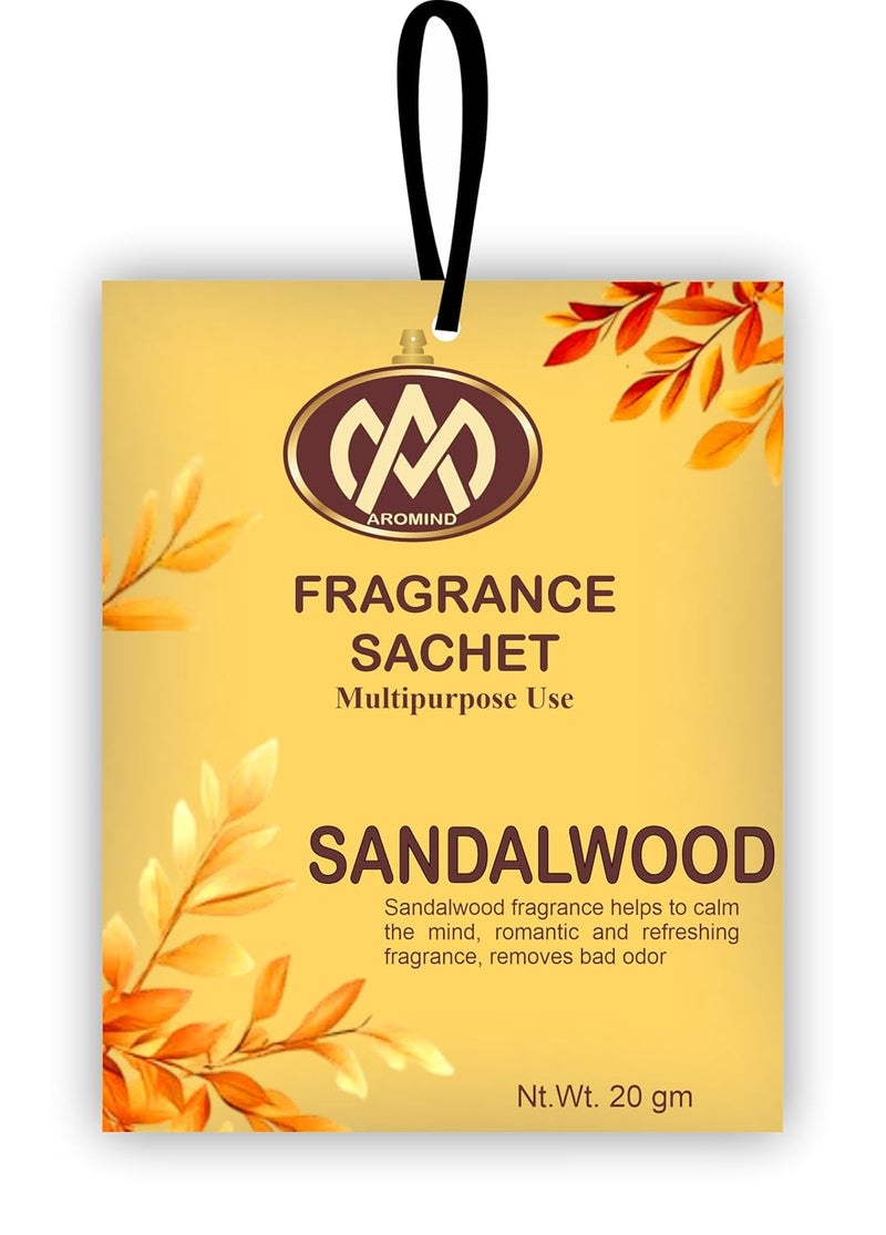 AROMIND AROMIND Fragrance Sachet Sandalwood Set of 6 for Wardrobe Clothes Home Bathroom Car Etc Long Lasting Fragrance Pouch 20gm Each Air Freshener Multi Uses Eco Friendly Pure Natural  - Image 5