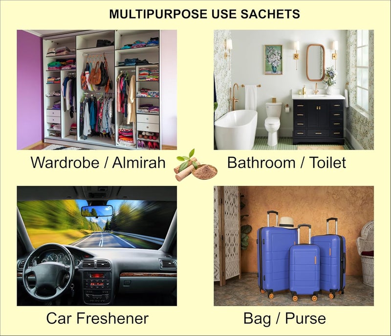 AROMIND AROMIND Fragrance Sachet Sandalwood Set of 6 for Wardrobe Clothes Home Bathroom Car Etc Long Lasting Fragrance Pouch 20gm Each Air Freshener Multi Uses Eco Friendly Pure Natural  - Image 4