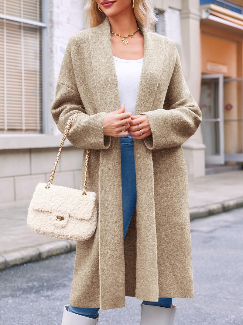 Saodimallsu Womens Long Cardigan Sweaters Chunky Open Front Oversized Slouchy Knit Fall Trendy Coatigan Jackets Khaki - Image 3
