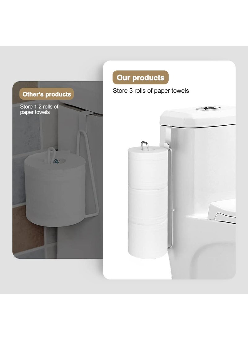 Mivvosakuki Bathroom Toilet Paper Roll Holder for 3 Roll Tissue  Brushed Nickel Over The Tank Toilet Paper Holder Self Adhesive Toilet Paper Holder Storage Wall Mount Stainless Steel Toliet Paper Holder(1 Pcs)  - Image 4