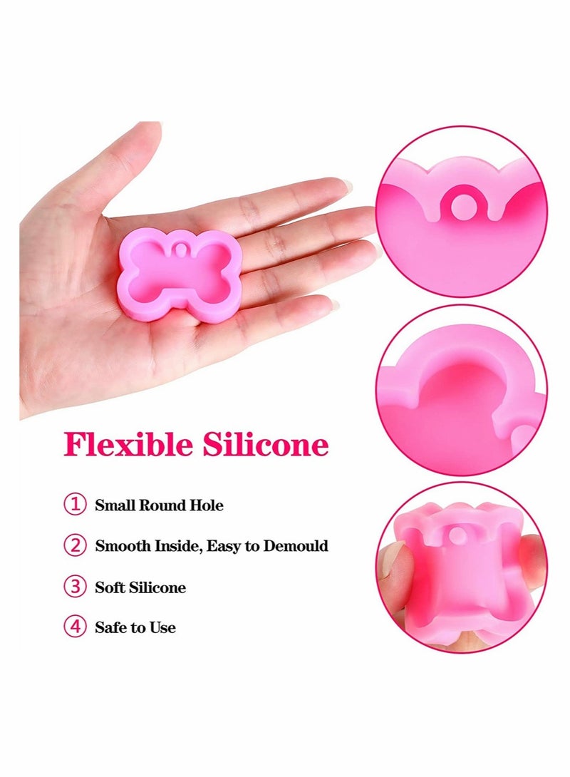 KASTWAVE Silicone Dog Bone Round Shape Pendant Resin Mould Dog Tag Keychain Mould Silicone Moulds Resin Keychain Moulds For Resin Casting Silicone moulds For Diy Pendant Epoxy Resin Crafts 4 Pcs - Image 2