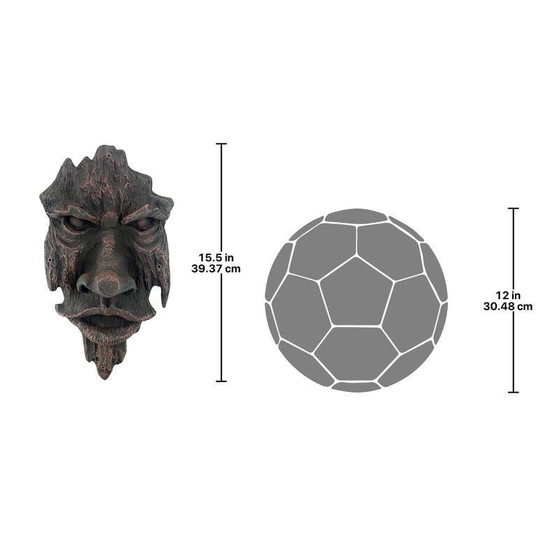 Design Toscano Nottingham Woods Greenman Tree Face Indoor/Outdoor Fantasy Wall Sculpture, 15 inches tall, Cast Stone Resin, Woodtone Finish - Image 3