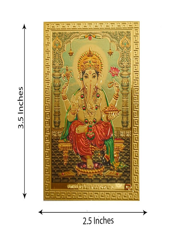 Hawai Shree Ganesh Adhesive Small Pocket Size Gold Plated Photo for Worship Use, Size 3.5x2.5 inch | SFDI357_PKT - Image 2