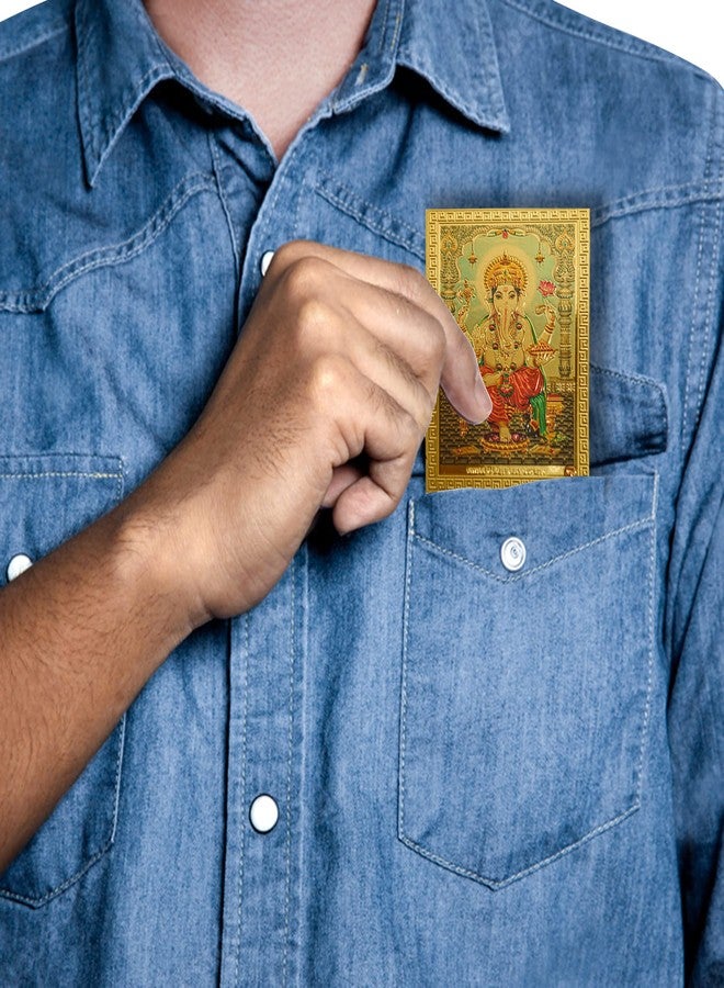 Hawai Shree Ganesh Adhesive Small Pocket Size Gold Plated Photo for Worship Use, Size 3.5x2.5 inch | SFDI357_PKT - Image 5