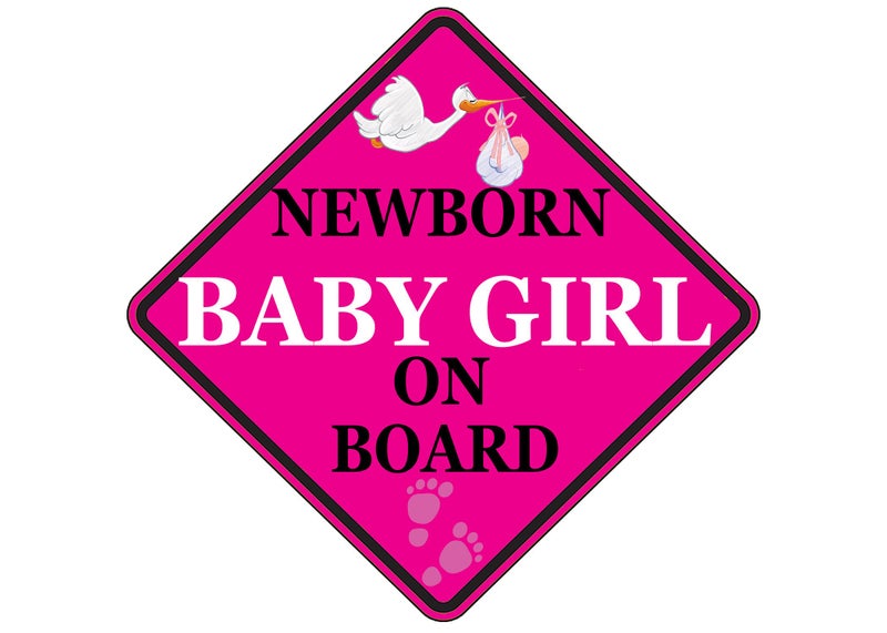 Rogue River Tactical Rogue River Tactical Pink Newborn Baby Girl On Board Sticker Car Window Decal Bumper Vehicle Safety Sign for Truck SUV 1 