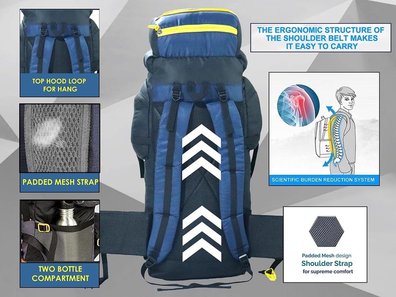 Hyper Adam Rucksack Bags | 75 Litres Travel Bag For Men | Tourist Bag For Travel | Backpack For Hiking Trekking Bag Mountain Bag For Camping | Rain Cover - Image 5