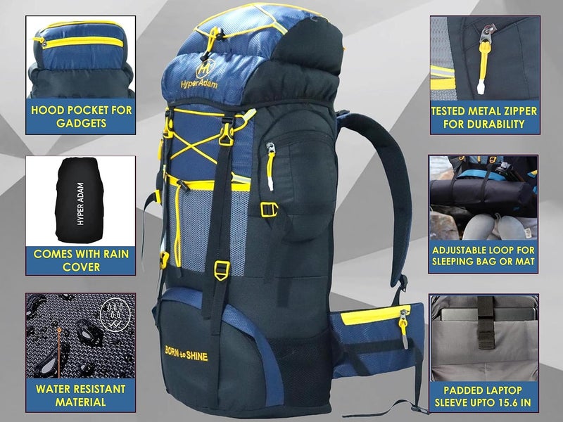 Hyper Adam Rucksack Bags | 75 Litres Travel Bag For Men | Tourist Bag For Travel | Backpack For Hiking Trekking Bag Mountain Bag For Camping | Rain Cover - Image 3