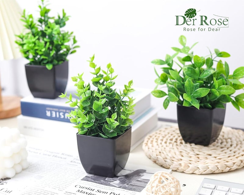 Der Rose مجموعة من 4 عبوات نباتات مزيفة صغيرة صناعية داخلية للحمام وزينة غرفة المزرعة - Image 4