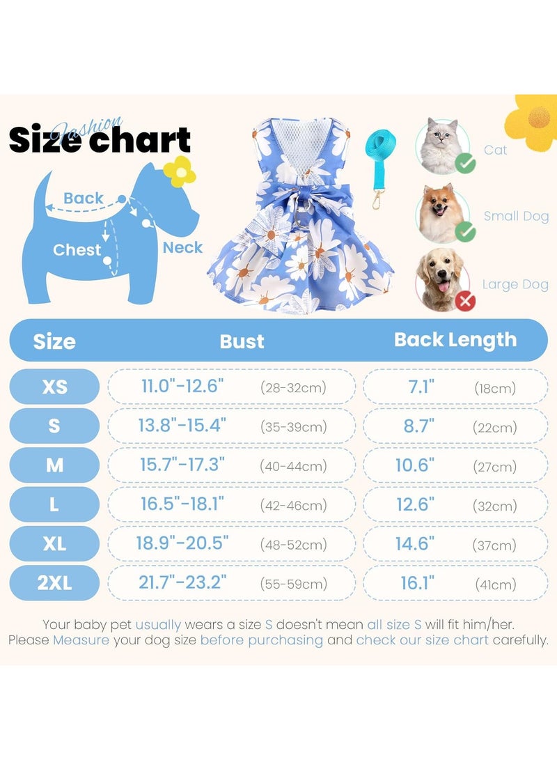 Generic Cute Dog Dress Small Dog Clothes for Girls Female Puppy Outfits Blue Daisy Pet Summer Clothes Bowknot Doggy Cat Princess Dress Harness Set for Holiday Birthday Party Costume Clothing (Blue,M)  - Image 4