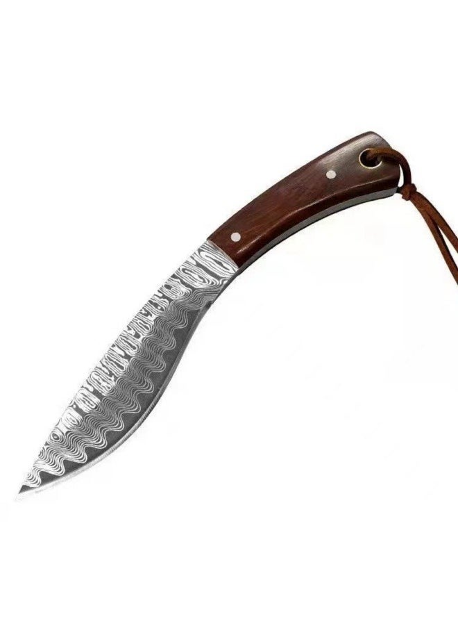 Browning - 4Cr13 Stainless Steel Damascus Pattern Knife with Leather Case - Image 1