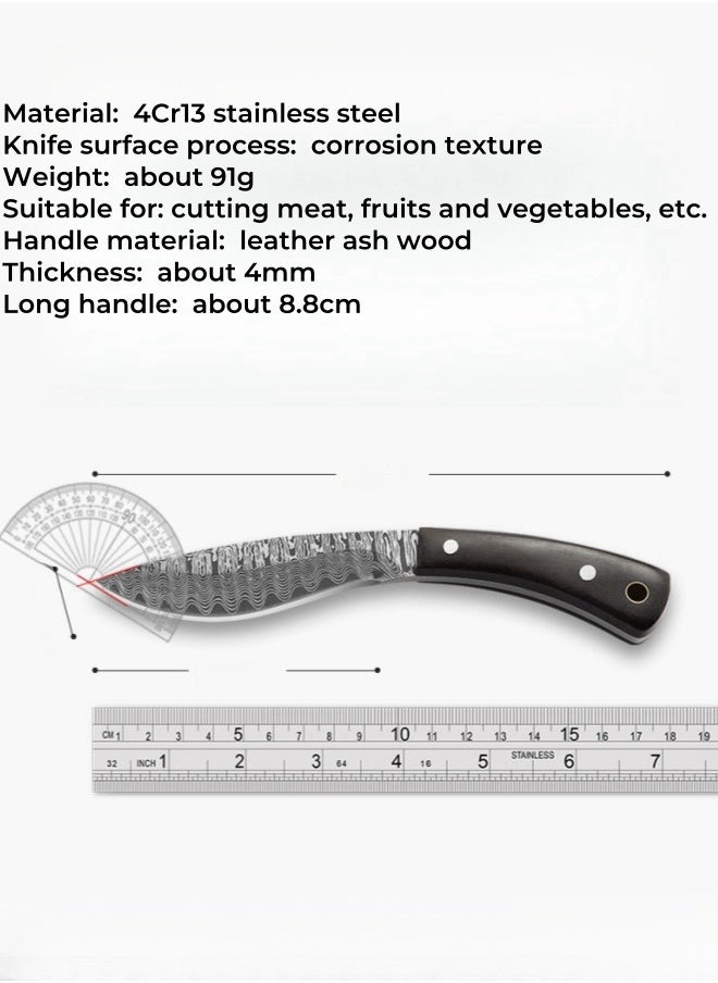 Browning - 4Cr13 Stainless Steel Damascus Pattern Knife with Leather Case - Image 1
