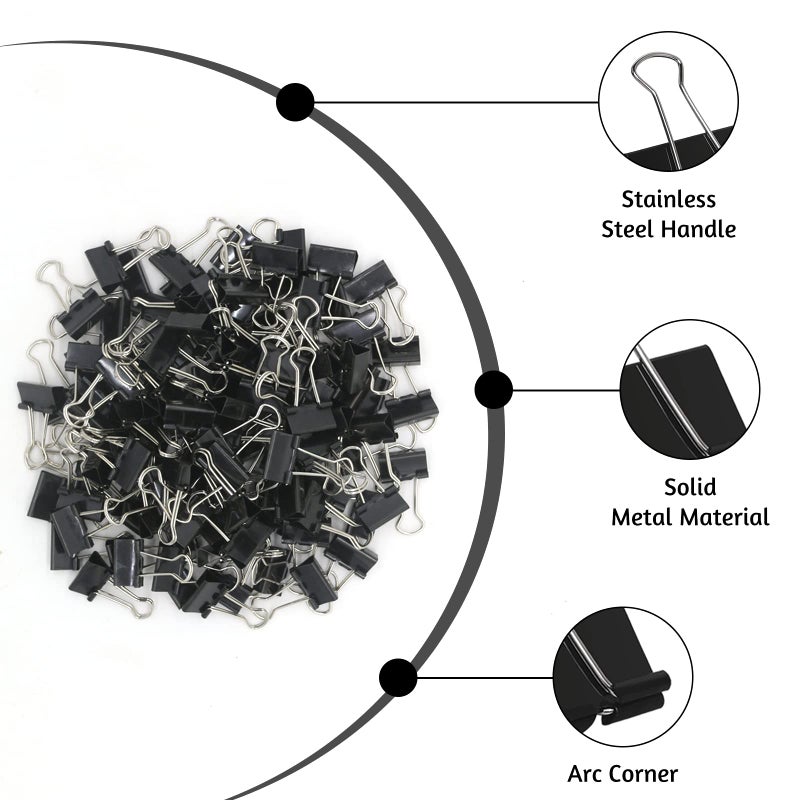 OWLKELA 120 Pack Mini Binder Clips, Black Binder Clips, Small Paper Clips 15mm 5/8 Inch. Micro Size Office Clips for Home School Office and Business. - Image 3