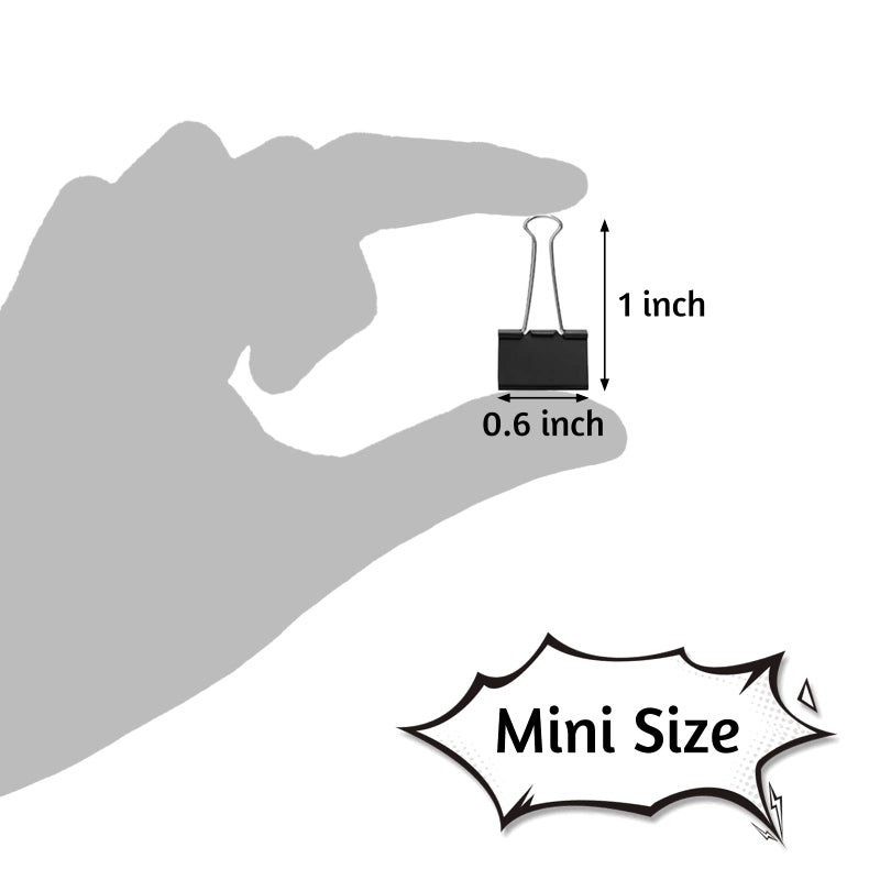 OWLKELA 120 Pack Mini Binder Clips, Black Binder Clips, Small Paper Clips 15mm 5/8 Inch. Micro Size Office Clips for Home School Office and Business. - Image 2