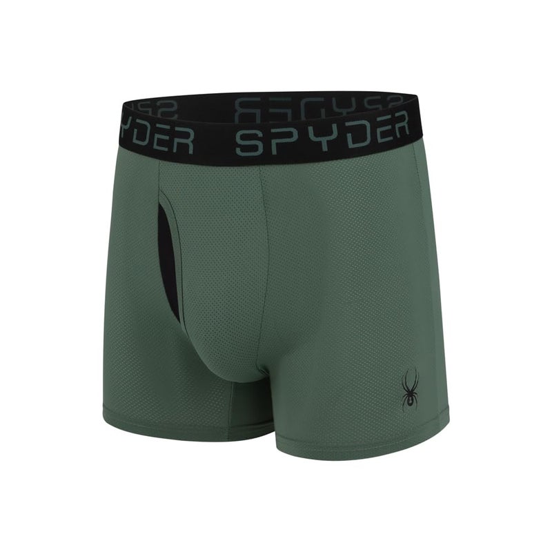 Spyder Mens Boxer Briefs Performance Nylon Mesh Sports Underwear With Fly Front (Small, Navy/Green/Black/Teal) - Image 3