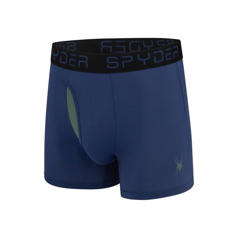 Spyder Mens Boxer Briefs Performance Nylon Mesh Sports Underwear With Fly Front (Small, Navy/Green/Black/Teal) - Image 2