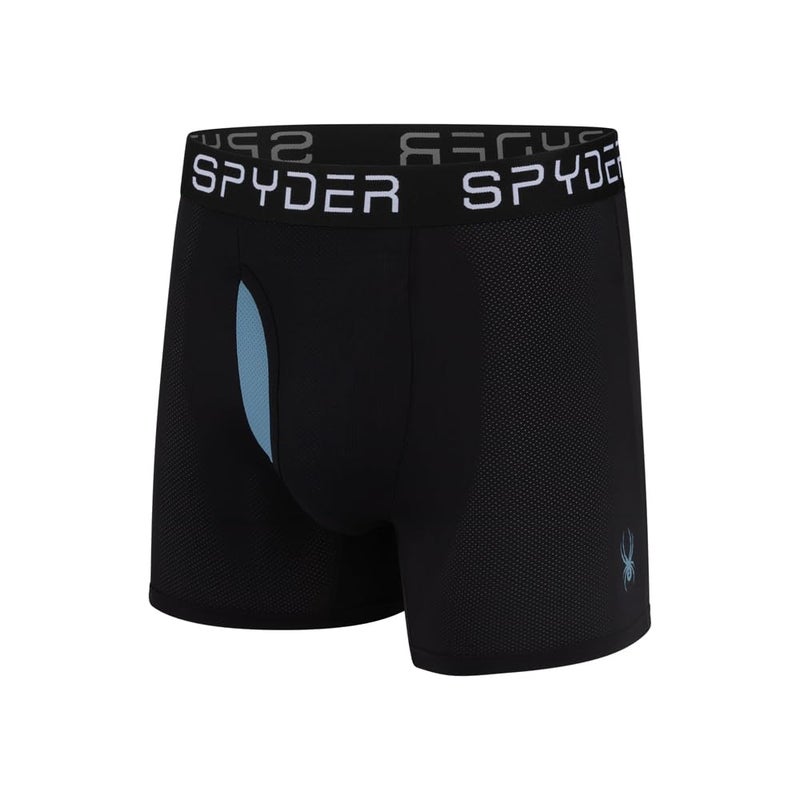 Spyder Mens Boxer Briefs Performance Nylon Mesh Sports Underwear With Fly Front (Small, Navy/Green/Black/Teal) - Image 4