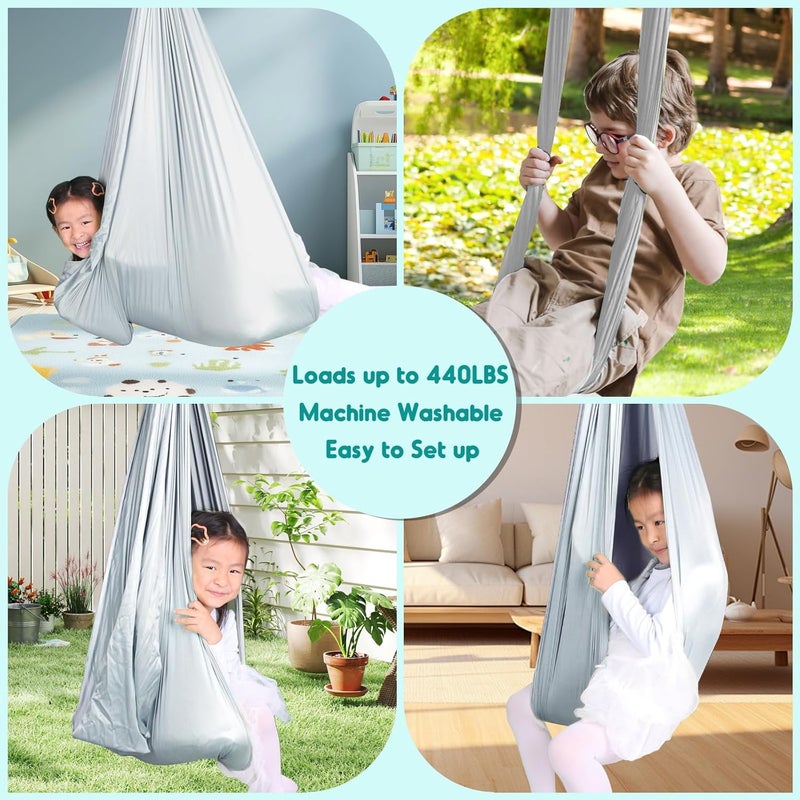 Chihee Sensory Swing Therapy Hammock Indoor Outdoor for Kids, Hardware Included, Soft Breathable Nylon Cuddle Joy Hammock for Child Adult With Autism, ADHD, Aspergers, Sensory Integration - Image 4