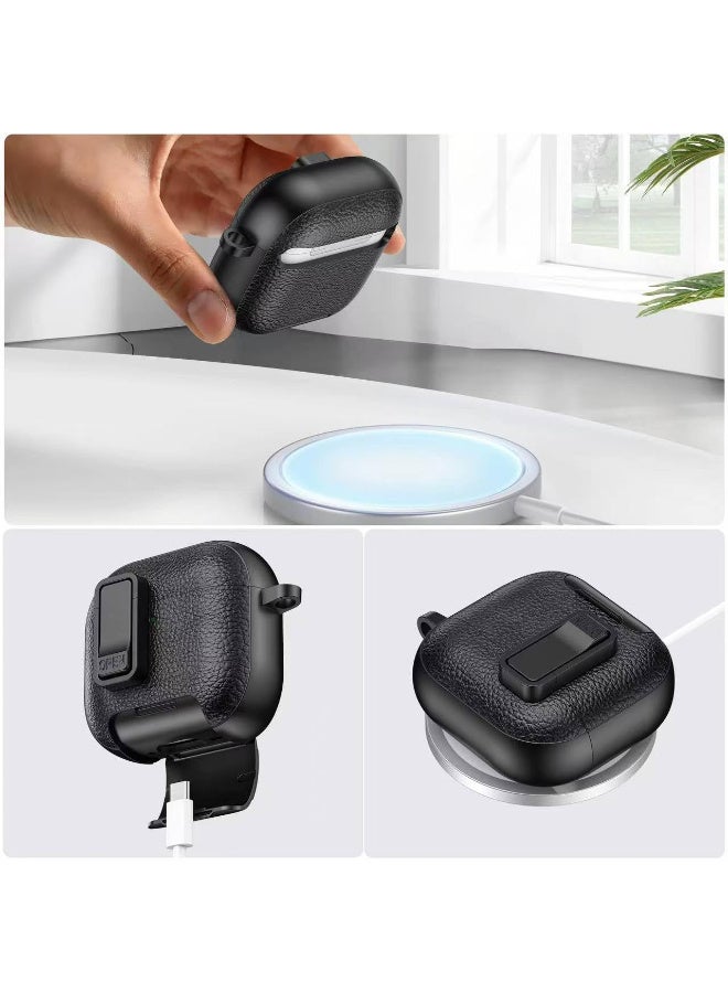 Eco Compatible with Samsung Galaxy Buds 3 Pro Case Full-Body Shockproof (Secure Lock) Galaxy Buds 3 Pro (2024) with Carabiner (Black Black) - Image 2