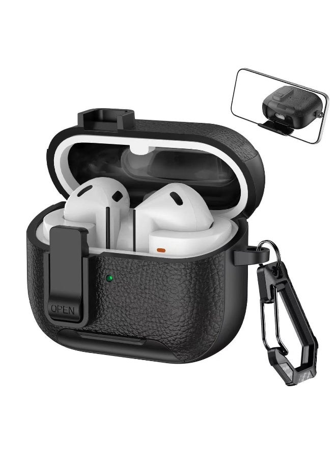 Eco Compatible with Samsung Galaxy Buds 3 Pro Case Full-Body Shockproof (Secure Lock) Galaxy Buds 3 Pro (2024) with Carabiner (Black Black) - Image 1