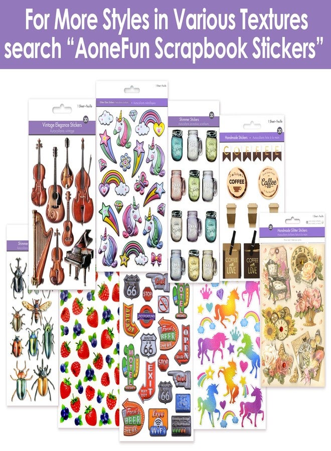 AoneFun Rainbow Unicorn Stickers - Sparkly & Shiny, Perfect for Kids & Girls - Image 2