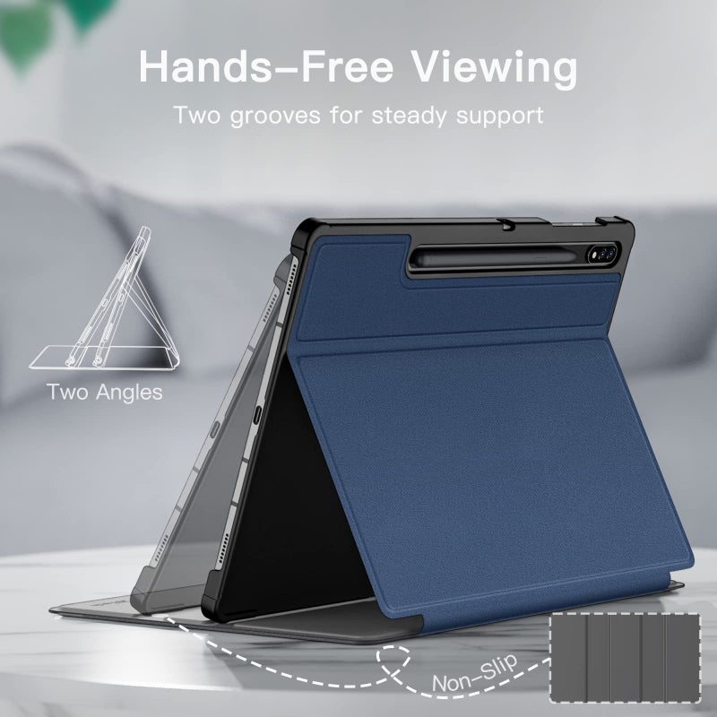 JETech Case for Samsung Galaxy Tab S8 Plus 2022 / S7 FE 2021 / S7 Plus 2020 12.4-Inch with S Pen Holder, Slim Folio Stand Protective Tablet Cover, Multi-Angle Viewing (Navy) - Image 3