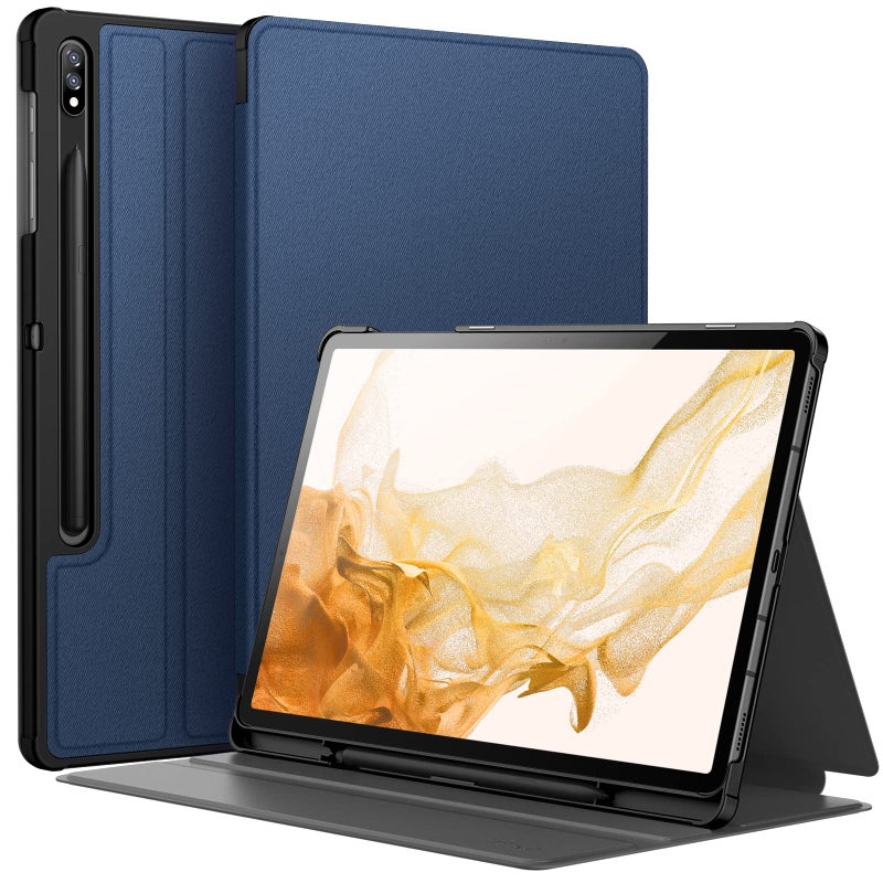 JETech Case for Samsung Galaxy Tab S8 Plus 2022 / S7 FE 2021 / S7 Plus 2020 12.4-Inch with S Pen Holder, Slim Folio Stand Protective Tablet Cover, Multi-Angle Viewing (Navy) - Image 1