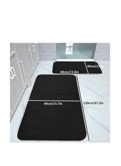MahMir 2-Piece Set Kitchen Mat Non-Slip Rugs Set Line Design Quickly Absorbs Water Dark Grey 120 x 40 and 60 x 40 Centimeter ( Brown )  - Image 5