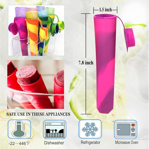 Wpunwen Silicone Ice Pop Molds Wpunwen Ice Popsicle Molds with Lids 6 Pcs Silicone Popsicle Molds for Kids with Clean Brush Durable Reusable Popsicle Tubes Multi color - Image 3