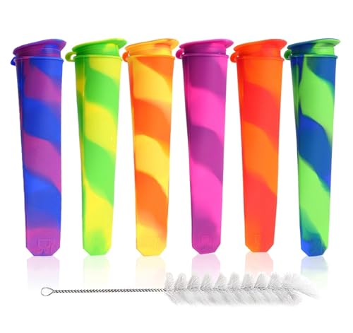 Wpunwen Silicone Ice Pop Molds Wpunwen Ice Popsicle Molds with Lids 6 Pcs Silicone Popsicle Molds for Kids with Clean Brush Durable Reusable Popsicle Tubes Multi color - Image 1