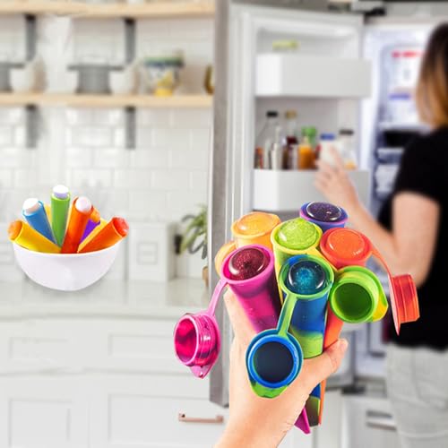 Wpunwen Silicone Ice Pop Molds Wpunwen Ice Popsicle Molds with Lids 6 Pcs Silicone Popsicle Molds for Kids with Clean Brush Durable Reusable Popsicle Tubes Multi color - Image 2