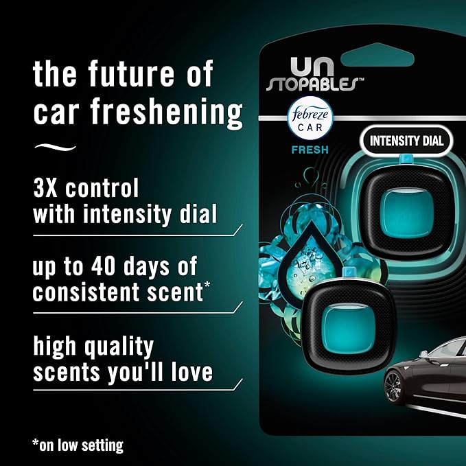Febreze Unstopables Car Odor-Fighting Car Freshener Vent Clip Fresh Scent.07 oz. Car Vent Clip, Pack of 4 - Image 2