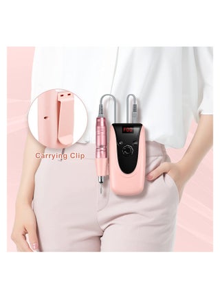 Professional Rechargeable 35000 RPM Nail Drill Machine, Portable Electric Nail File E File for Acrylic Gel Nails, Manicure Pedicure Polishing Tools with Display Screen, Pink - view 4