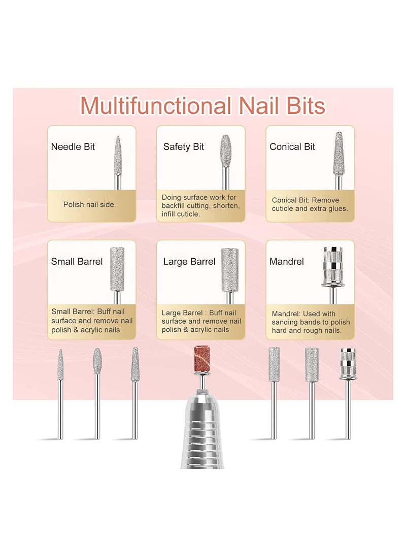 General - Professional Rechargeable 35000 RPM Nail Drill Machine, Portable Electric Nail File E File for Acrylic Gel Nails, Manicure Pedicure Polishing Tools with Display Screen, Pink - Image 1