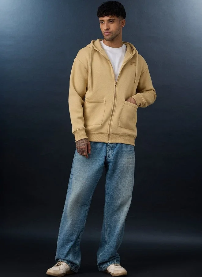 The Souled Store  The Souled Store Men Oversized Fit Solid Beige Hoodie  | Best Price UAE