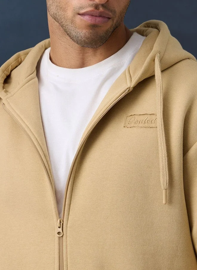 The Souled Store  The Souled Store Men Oversized Fit Solid Beige Hoodie  | Best Price UAE