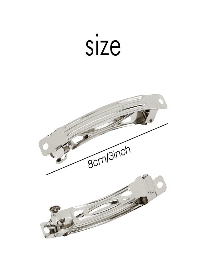 Cinaci 50 Pack 8cm / 3 inches Blank Silver Metal DIY Craft French Barrettes Snap Hair Clips Pins for Women Girls Hair Accessories - Image 2