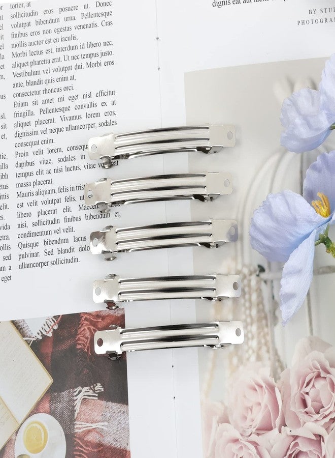 Cinaci 50 Pack 8cm / 3 inches Blank Silver Metal DIY Craft French Barrettes Snap Hair Clips Pins for Women Girls Hair Accessories - Image 3