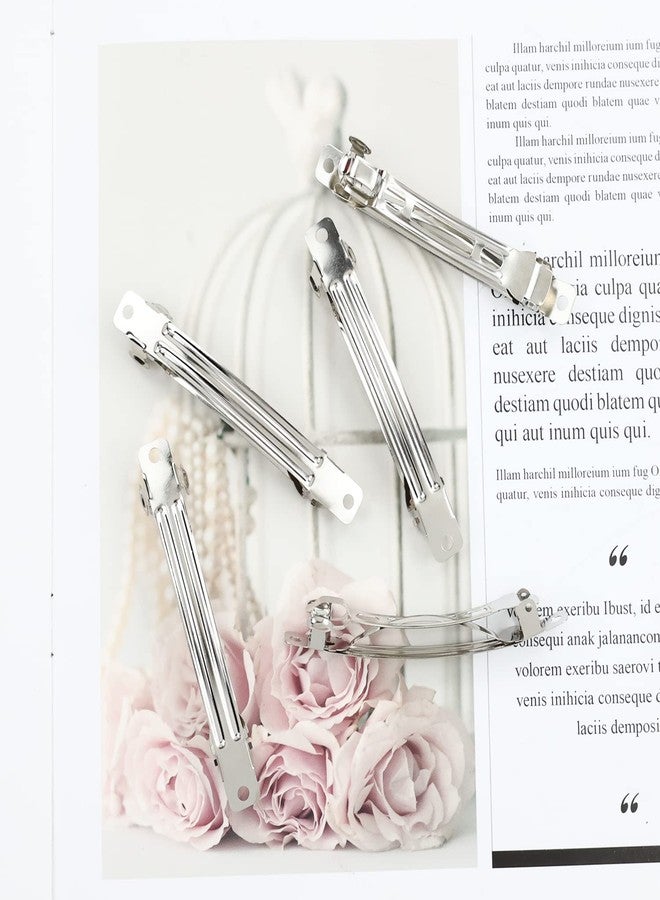 Cinaci 50 Pack 8cm / 3 inches Blank Silver Metal DIY Craft French Barrettes Snap Hair Clips Pins for Women Girls Hair Accessories - Image 4