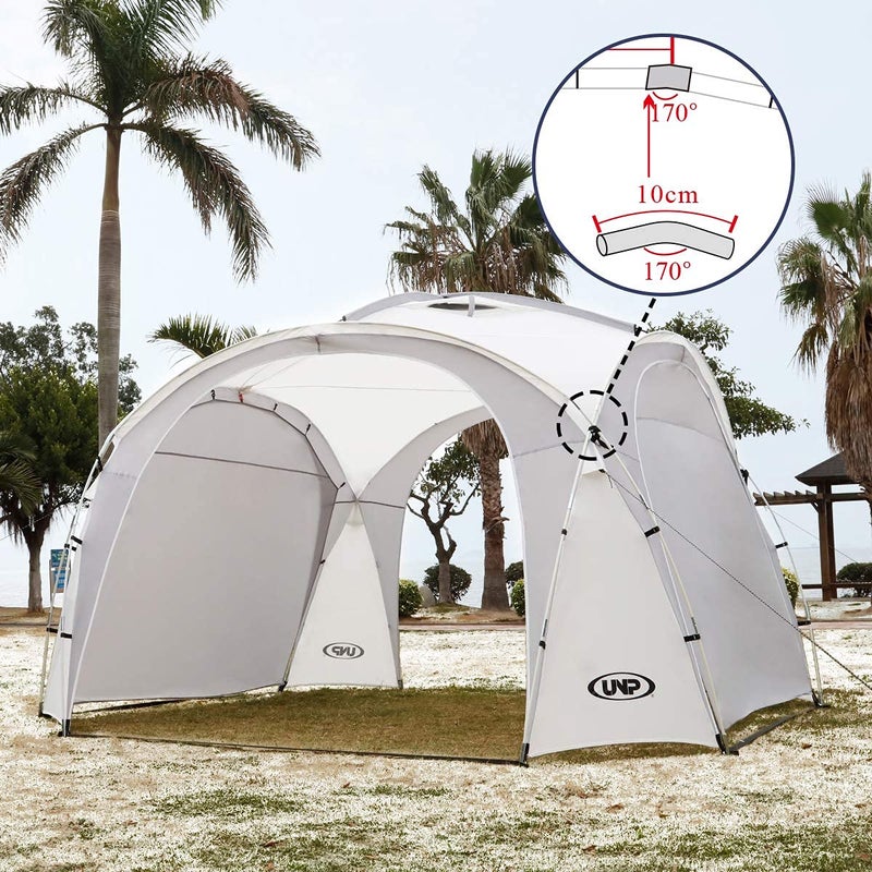 UNP Easy Beach Tent Pop Up Canopy UPF50+ Tent with Side Wall, Ground Pegs, and Stability Poles, Sun Shelter Rainproof, Waterproof for Camping Trips, Backyard Fun, Party Or Picnics (10x10 ft, White) - Image 4