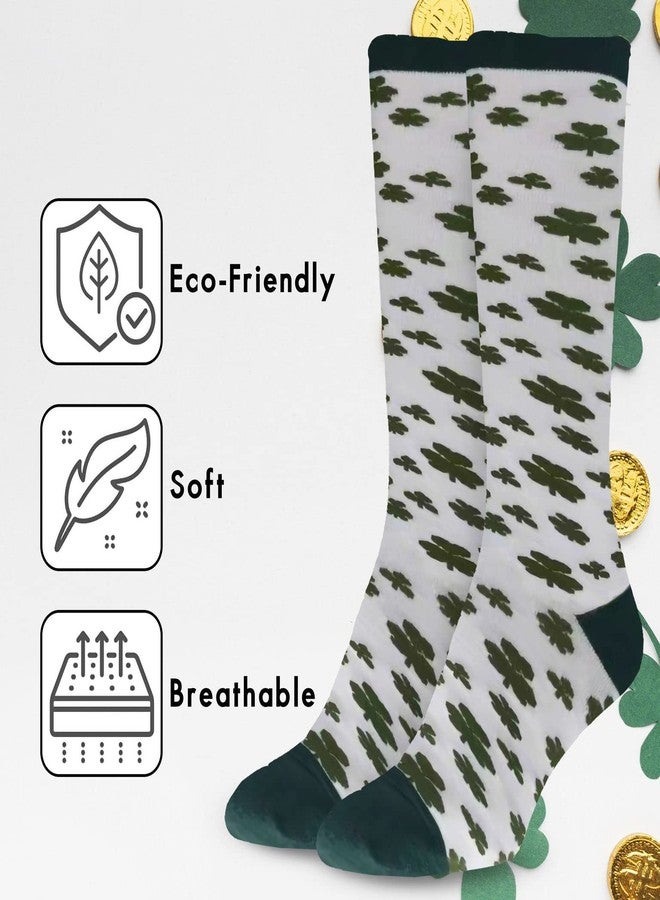 BaHoki Essentials St. Patrick's Day Socks - Knee High Irish Green - Shamrock and Clover Socks - Image 2