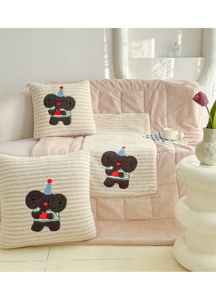Towel Embroidery Pillow And Blanket Can Be Used For Both Car And Sofa Cushions, Suitable For Travel, Airplanes, Trains, Beds, Offices, And Rest  - Image 1
