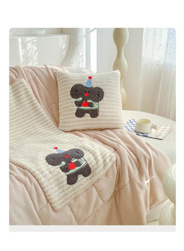 Towel Embroidery Pillow And Blanket Can Be Used For Both Car And Sofa Cushions, Suitable For Travel, Airplanes, Trains, Beds, Offices, And Rest  - Image 4