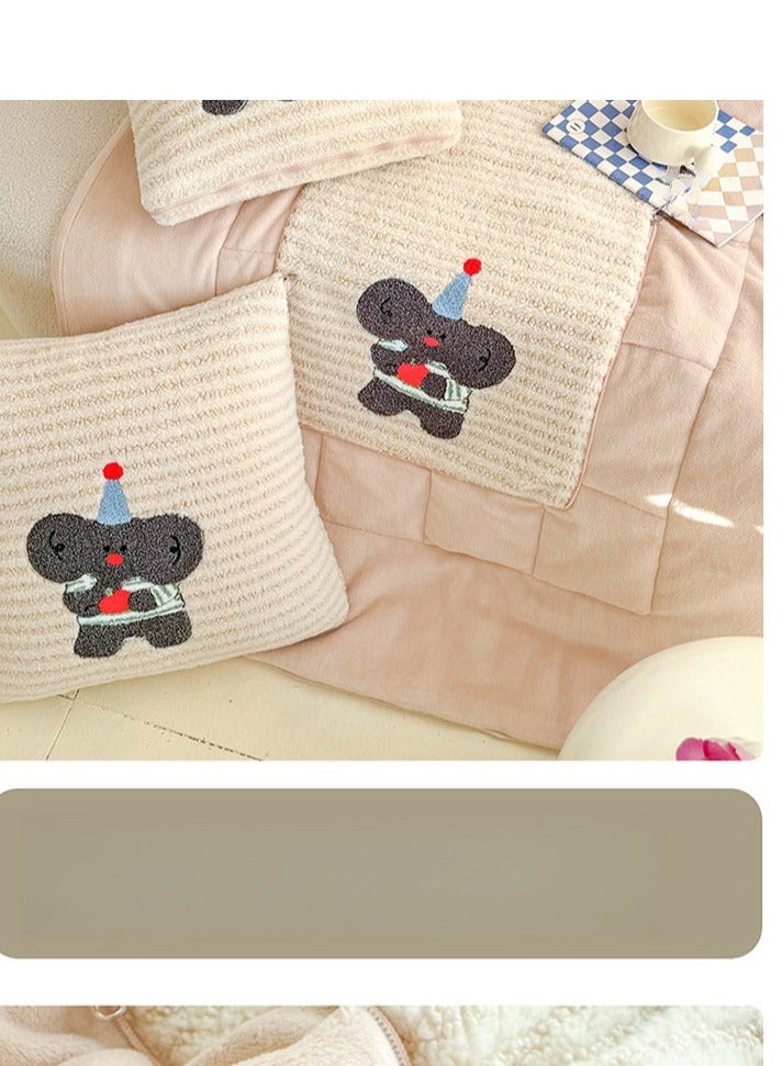 Towel Embroidery Pillow And Blanket Can Be Used For Both Car And Sofa Cushions, Suitable For Travel, Airplanes, Trains, Beds, Offices, And Rest  - Image 5
