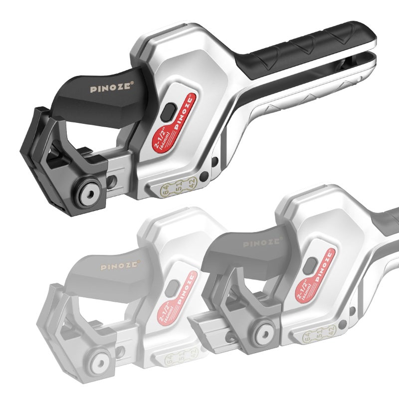 PINOZE PVC Pipe Cutter, 3-Gear Adjustable Cut up to 2-1/2â€, Ratchet Pipe Cutter Tool Heavy-Duty for PVC, PPR, PE, PEX, Plastic Hoses & Plumbing Pipes with Teflon Coated SK5 Blade - Image 1