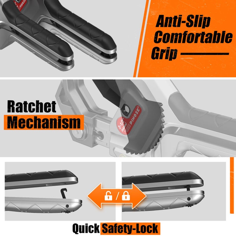 PINOZE PVC Pipe Cutter, 3-Gear Adjustable Cut up to 2-1/2â€, Ratchet Pipe Cutter Tool Heavy-Duty for PVC, PPR, PE, PEX, Plastic Hoses & Plumbing Pipes with Teflon Coated SK5 Blade - Image 4