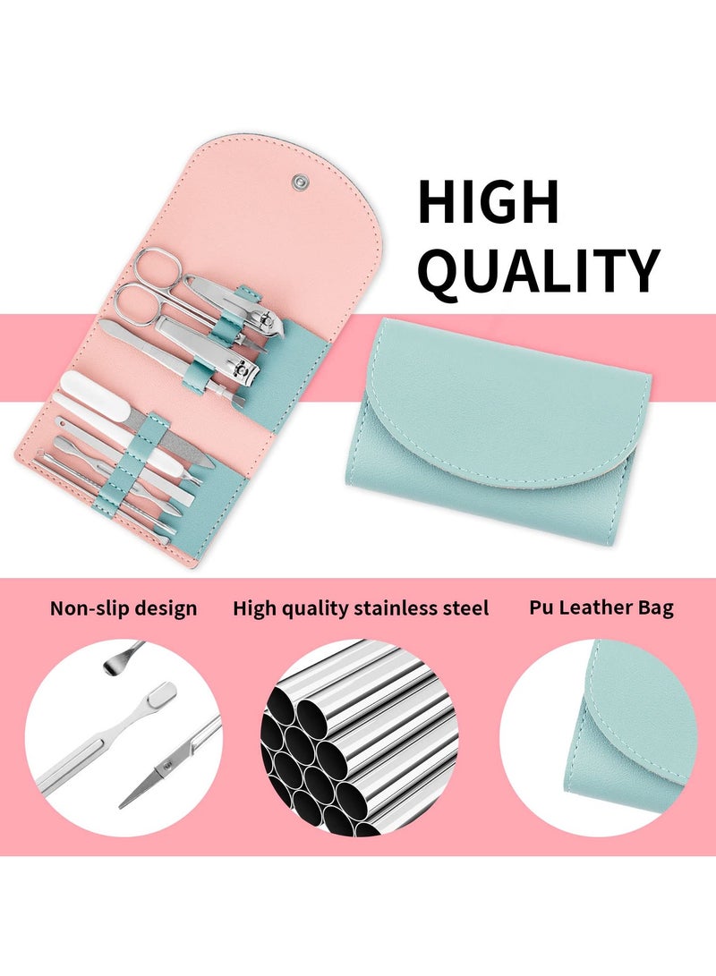 SYOSI Portable Nail Clippers Set, 10 Pcs Manicure & Pedicure Kit Stainless Steel Nails Care Kit for Women and Men Professional Cuticle Trimmer Tools Kit with PU Leather Case - Image 4