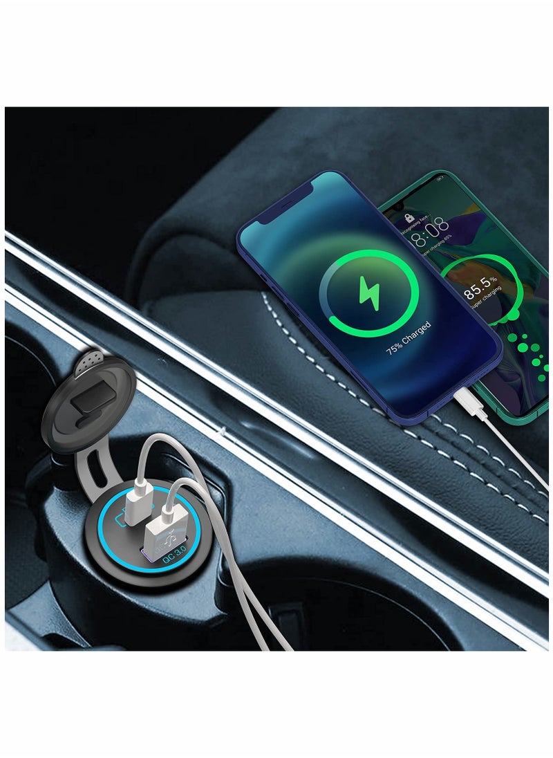 Generic 12V PD 3.0 & Quick USB Car Fast Charger Socket with ON/OFF Switch for 12V/24V Vehicles, Boats, Golf Carts, Marine, RVs, and Motorcycles (Extension Cord Not Included)  - Image 3