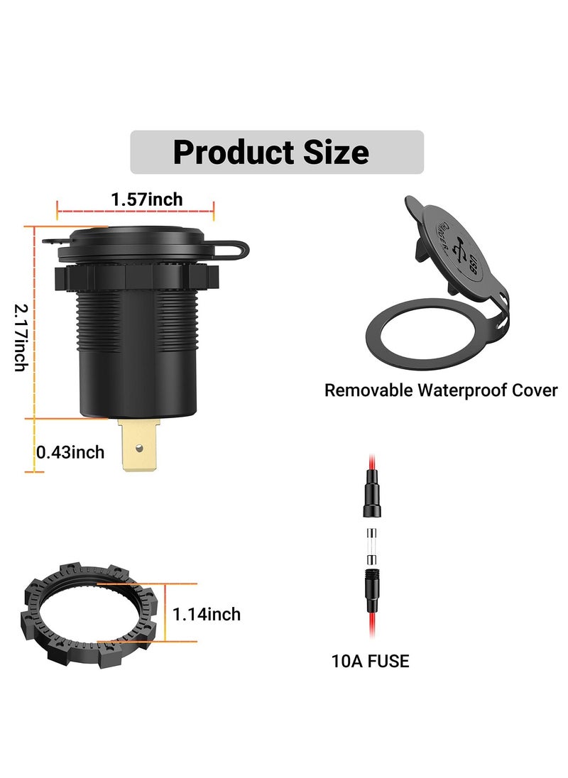 Generic - 12V PD 3.0 & Quick USB Car Fast Charger Socket with ON/OFF Switch for 12V/24V Vehicles, Boats, Golf Carts, Marine, RVs, and Motorcycles (Extension Cord Not Included) - Image 1
