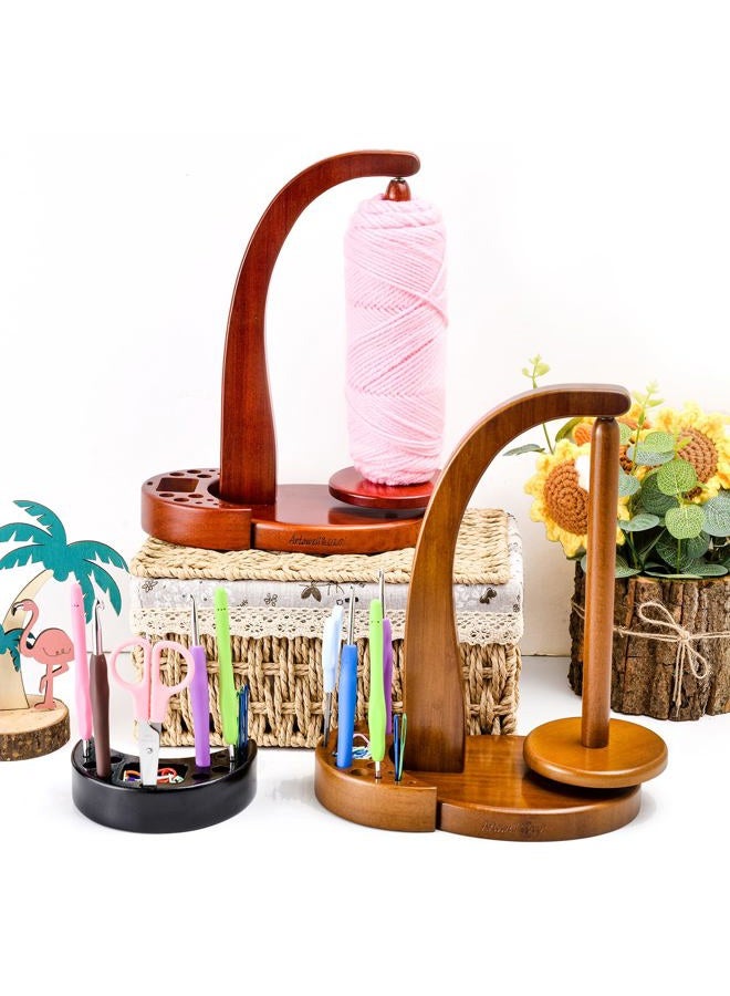 ULOI Crochet Yarn Holder - Upgrade with Crochet Accessories Storage Attachment, Magnetic Wooden Yarn Storage for Knitting Accessories, Perfect for Crocheting and Knitting Projects, Walnut Finish - Image 2